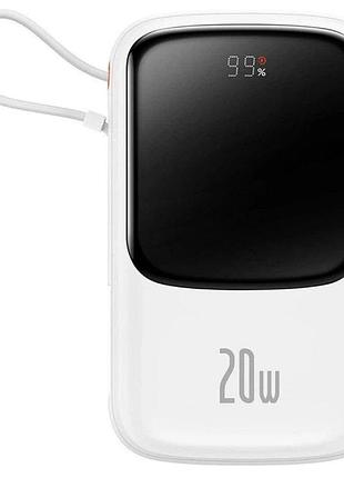 Зовнішній акумулятор baseus qpow pro digital display fast charge power bank 10000mah 20w ip edition white（with: simple charging