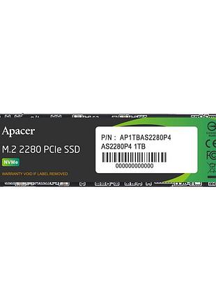 Накопичувач ssd m.2 apacer as2280p4 1tb 2280 pcie 3.0x4 nvme 3d tlc read/write: 3000/2000 mb/sec (ap1tbas2280p4-1)