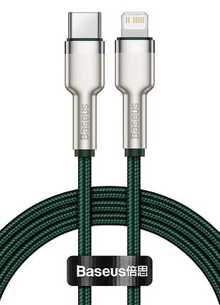 Кабель baseus cafule series metal data cable type-c to ip pd 20w 1m green (catljk-a06)