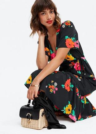 Медное платье new look в цветочный принт