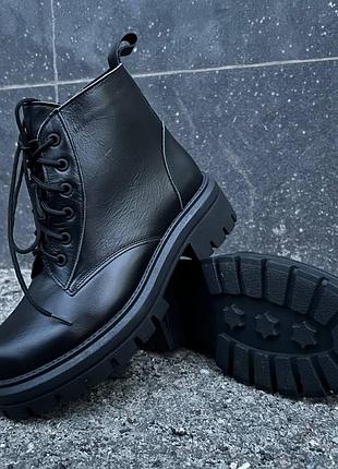 Черевики allshoes жіночі зимові короткі шкіряні чорні 37