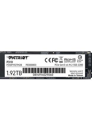 Накопитель ssd m.2 patriot p310 1920gb nvme 2280 pcie 3.0x4 3d nand tlc