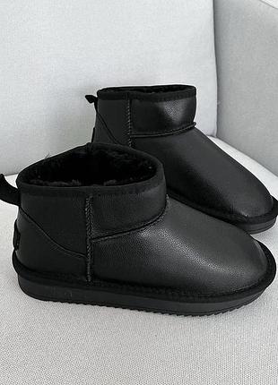 Угги женские itts кожаные короткие черные