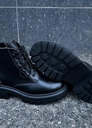 Черевики allshoes жіночі зимові короткі шкіряні чорні 39