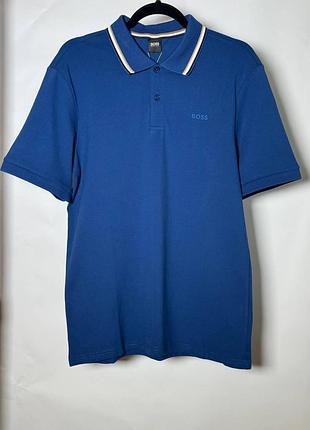 Чоловіча футболка поло boss slim fit penrose striped collar polo shirt темно-синя (hb13004.1m)