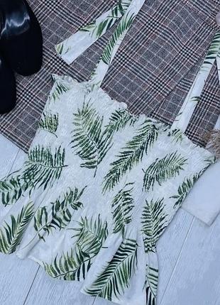 Літній топ h&m s білий топ з тропічним принтом трикотажний топ