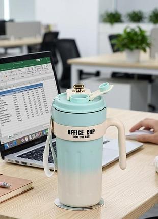 Термокухоль office cup 650 мл з led-індикатором температури — стильний термокухоль для гарячих і холодних напоїв blue