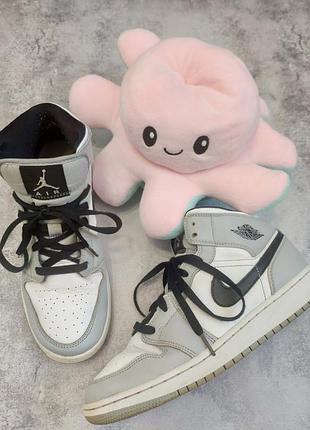 Кроссовки air jordan 1 mid light smoke grey gs