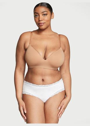Жіночі трусики victoria's secret (329425480929) lace-waist cotton cheeky s білі