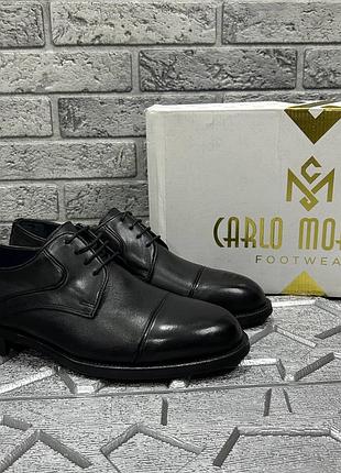 Мужские туфли carlo manzella кожаные черные 45