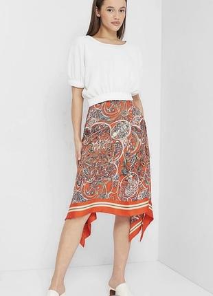 Літня спідниця h&m xs міді спідниця трапеція сатинова спідниця з боковими розрізами
