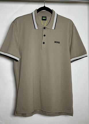 Мужская футболка поло boss paddy short sleeve polo shirt хаки (hb13003.1m)