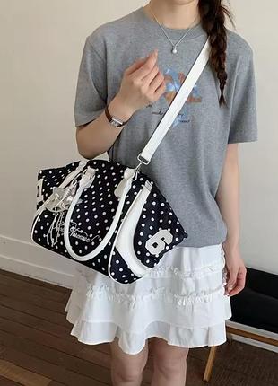 Сумка тренд у горох з брелком casual y2k vintage soft girl