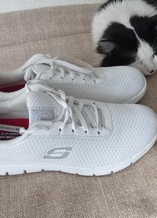 Белые кроссовки skechers work relaxed fit: ghenter - bronaugh sr (77210ec) - размер 38 (25 см)