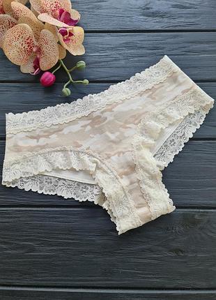 Трусики в рубчик з мереживом victorias secret