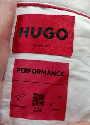 Брендовая белая рубашка hugo boss (hugo performance) slim fit