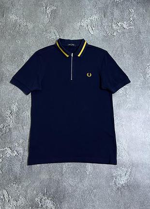 Футболка поло fred perry m розмір оригінал чудовий стан  синя на блискавці zip