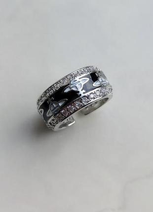 Кольцо vivienne westwood black shellwith crystals