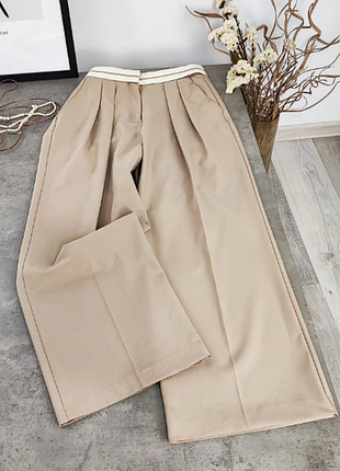 Бежеві брюки з акцентним поясом mint velvet
