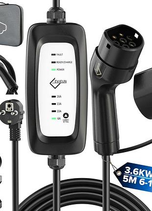 Зарядный кабель для электромобиля типа 2 schuko: зарядное устройство evieun ev предлагает 4 регулируемых уровня тока (6a/10a/13a/16a)