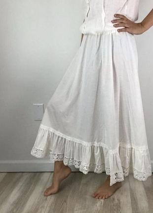 Винтажная белая хлопковая юбка-подъюбник от бренда laura ashley.