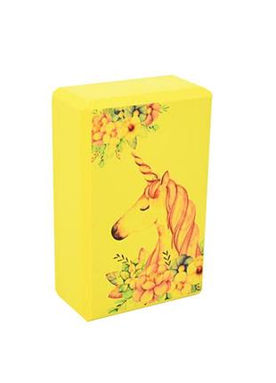 Блок для йоги "единорог" ms 0858-14(yellow) eva 23 х 15 х 7,5 см