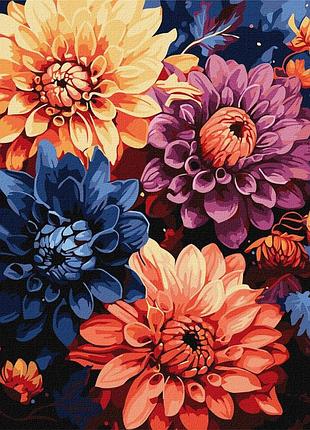 Картина за номерами "барвисті жоржини" ©art_selena_ua kho3248, 40х50см