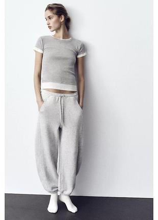 Сіра футболка zara футболка з подвійної тканини zara подвійна футболка з круглим вирізом двійна футболка