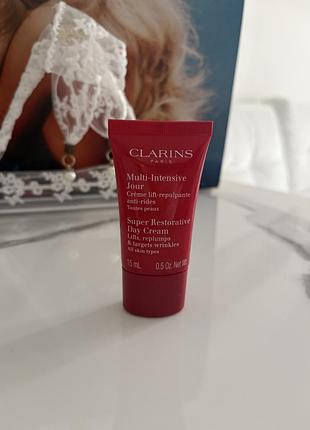 Інтенсивний відновлювальний денний крем проти зморщок clarins multi-intensive jour (super restorative day cream) у форматі мініатюри об'ємом 15 мл