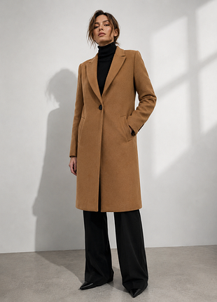 Пальто жіноче бежевого кольору з вовни від бренду zara m