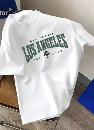 Чоловіча біла модна футболка з принтом los angeles, повсякденна, універсальна, зручна для щоденних занять спортом
