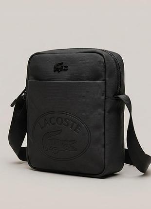 Мужская брендовая сумка, борсетка на плечо lacoste, лакоста (82423) черная
