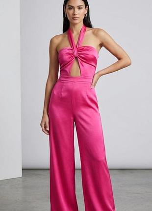 Сатиновый комбинезон zara с брюками палаццо