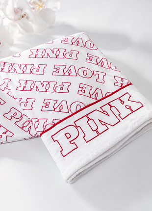 Пляжний рушник love pink victoria's secret beach cotton terry towel white red logo
оригинал из сша