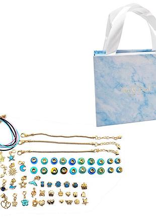 Набір для створення браслетів pandora the best gold(blue) з підвісками