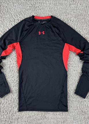 Спортивна синтетична компресійна кофта  under  armour чорна компресійна футболка з довгим рукавом