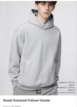 Сірий худі uniqlo з кишенями меланж
