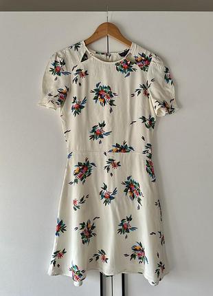Сукня topshop молочна з яскравим квітковим принтом eur 34 xs