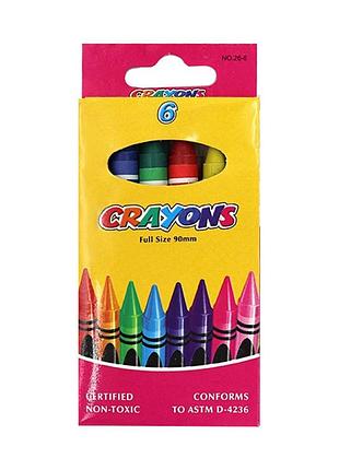 Набір дитячих воскових олівців "crayons" 8496-6, 90 мм, 6 кольорів
