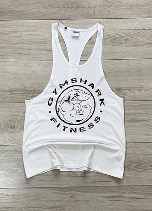 Біла спортивна майка джимшарк gymshark legacy stringer tank top, m, оригінал