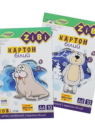 Набор белого двустороннего картона а4 kids line zb.1991, 180 г/м², 10 листов