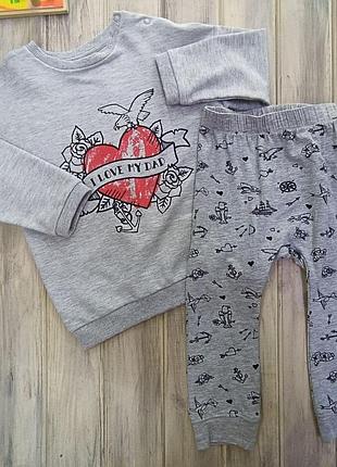 Трикотажный комплект спортивный костюм с принтом h&m h&m i love my dad 4-18 месяцев 68-86 см 74