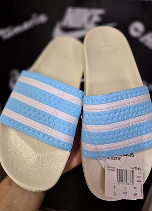 Тапочки чоловічі adidas adilette blue/white(оригінал)42-26,5см.
