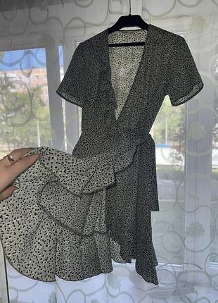 Женское легкое шифоновое платье сарафан на запах only s (36) оливковый