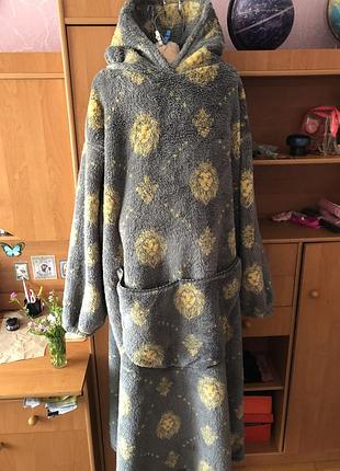 Меховушка, плюшева туника, худи, 3-6xl. довга, next. слип, пижама