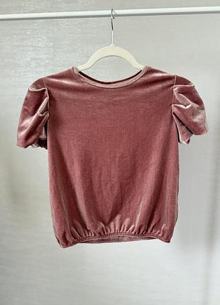 Велюрова блуза zara для дівчинки в кольорі пильна троянда