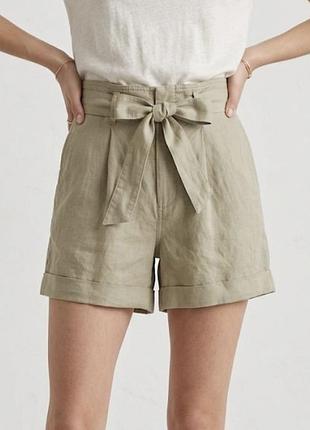 Шорты  темно бежевые , лен, хлопок h&m