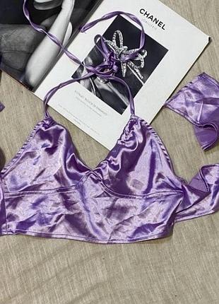 Shein великолепный сиреневый топ на завязке