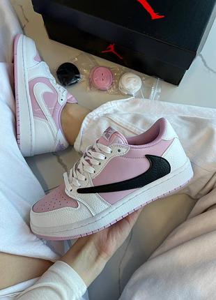 Жіночі кросівки jordan 1 low travis scott lilac white black