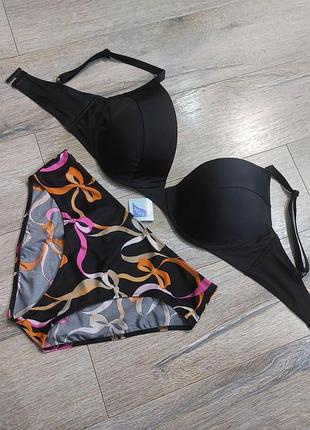 90f/xl, tu, стильный черный раздельный купальник на поролоне, новый